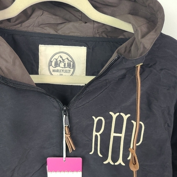 Marley Lilly Pull Over Rain Jacket Black & Brown Embroidered RHP Sz XXL. NWT - Picture 2 of 7